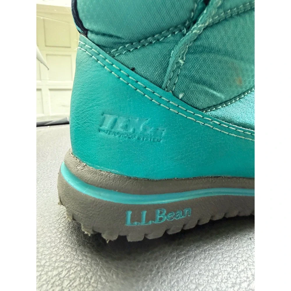 LL Bean Kids Ultralight Waterproof Boots Teal Blue Primaloft Snow Boots Size 10